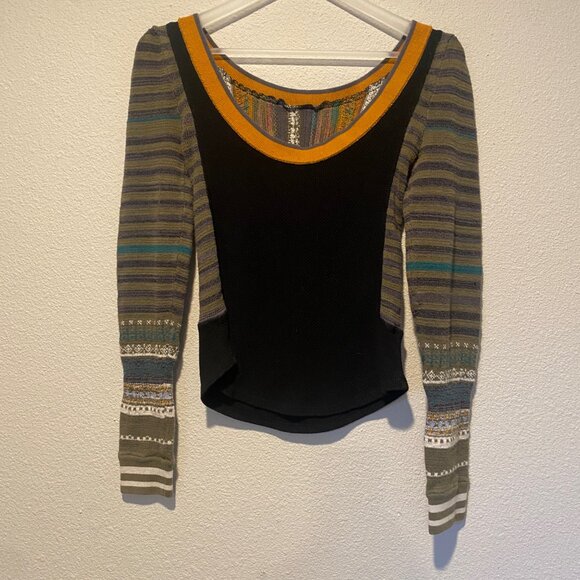 Free People XS Sweet Gal Thermal Boho Long Sleeve Top‎ Sweater - Picture 5 of 5